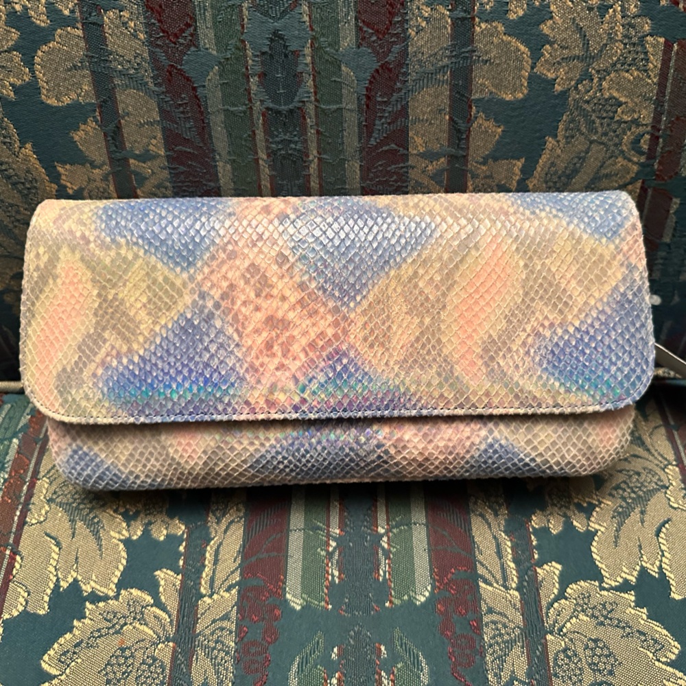 Rare Vintage Stuart Weitzman Metallic Snakeskin Clutch